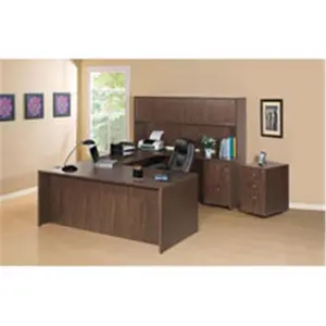 212 MAIN Walnut Laminate Office Suite Desking - Height Adjustable, Pre-Built, L-Shape Large Commercial Office Furniture, 3.6x15.4x26 in, Pre-Drilled Desks, Height Adjustable Desks, L-Shape Desks