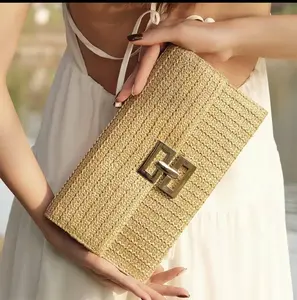 SWEETV Straw Purse Women Beach Bag Summer Straw Clutch Purse Boho Crossbody Bags for Women Small Raffia Shoulder Bag