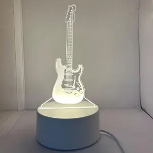 3D Guitar Shaped Night Light, USB Powered Creative Glowing Desk Lamp, 3D Creative Design Night Lamp For Bedroom, Atmosphere Lamp