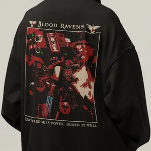 Warhammer 40K Blood Ravens Hoodie, Space Marine Chapter Unisex Graphic Sweatshirt, Knowledge Is Power Fan Apparel, Pullover Tops