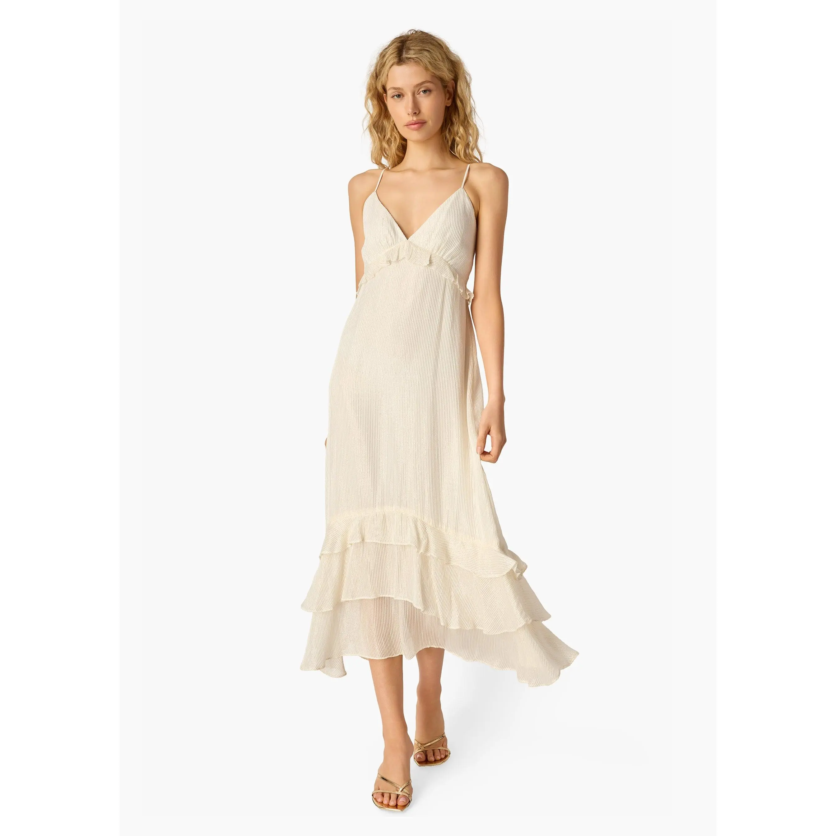 Esmeralda Metallic Chiffon Dress White