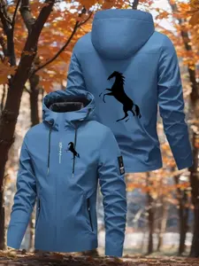 Men's Lightweight Windproof Ski Jacket with Zipper and Hood, Ideal for Skiing and Snowboarding, Casual Windbreaker for Cycling and Fishing