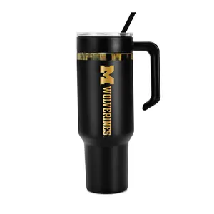 48oz Michigan Wolverines Gold Black Anodized Tumbler