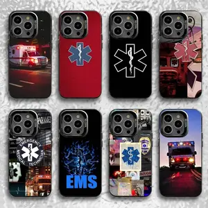 EMT EMS Ambulance Phone Case For iPhone17, 16,15,14,13,12,11,Pro,XS,Max,Plus,Mini,SE Black Candy Matte Shockproof Cover
