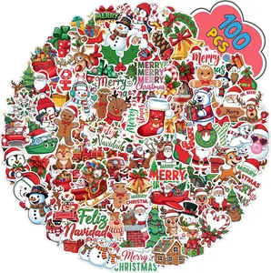 100PCS Christmas Stickers | Xmas Stickers Christmas Decorations Party Favors Gift Idea for Kids Teen Adult Accessories Party Favors Goodie Bags Stocking Stuffers Reindeer Snowman Winter Santa Claus, Waterproof Stickers