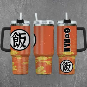 [Dragon Ball] Gohan Kanji Orange Cloud 20oz & 40oz Tumbler With Handle – Anime Gaming Stainless Steel Cup, Insulated Iced Coffee Mug, Aesthetic Design, Trendy Drinkware, Daily Use, Gift Idea, Fan Favorite, Gift For Otaku & Anime Fans