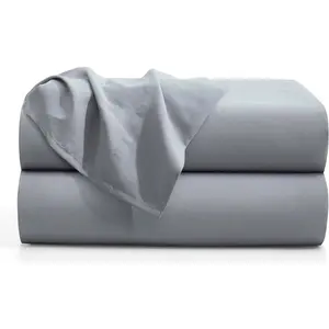 Microfiber  Bedding Flat Sheet, Ultra Soft and Wrinkle, Fade, Stain Resistant Top Sheet (Gray, -2 Pack)