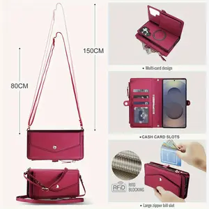 Suitable for Samsung for galaxy A16 A56 A36 A12 A13 A14 A15 A52 A53 A54 A55 A72 A73 A35 Women'S Wallet Phone Case, Supports Wireless Charging with RFID Blocking Card Slot, Detachable Magnetic Crossbody Wallet Phone Case