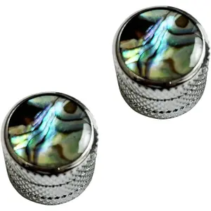 2 count Bass Guitar Knobs - Abalone Shell Dome Metal Volume Tone Knobs for Electric Guitars - Feder Strat Telecaster Jazz Gibson Les Paul Chrome Parts