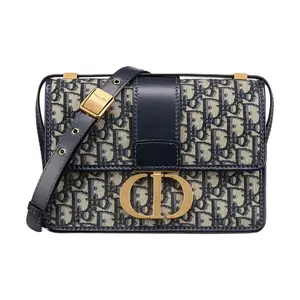 Pre-owned Dior LEATHER Crossbody Bags 30 Montaigne Oblique Monogram Embroidered Full Print Flap Adjustable Shoulder Strap Montaigne Bag Box Bag Details Single Shoulder Crossbody Bag