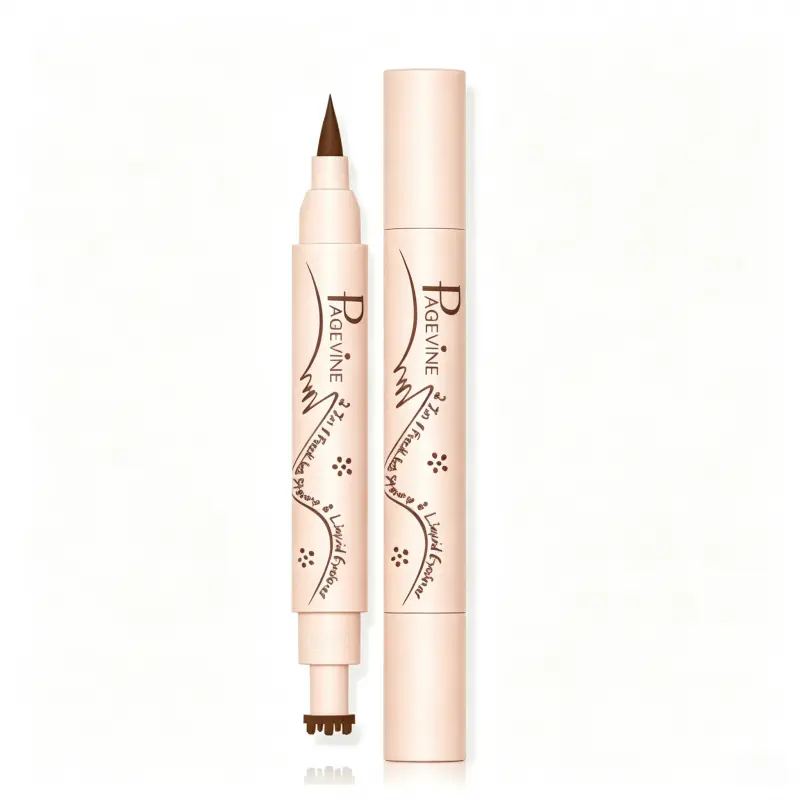 Dual-Ended 2-in-1 Freckle Stamp & Waterproof Liquid Eyeliner Pen - Smudge-Proof, Long-Lasting Brown Makeup Tool with 4 Natural Shades for Daily Eye & Face Use