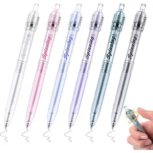 6 count Fidget  Pens for Adults Black Ink Gel Pens with Fidget     Pen Spinning Pen for School Supplies Office Journaling (Cylinder,)
