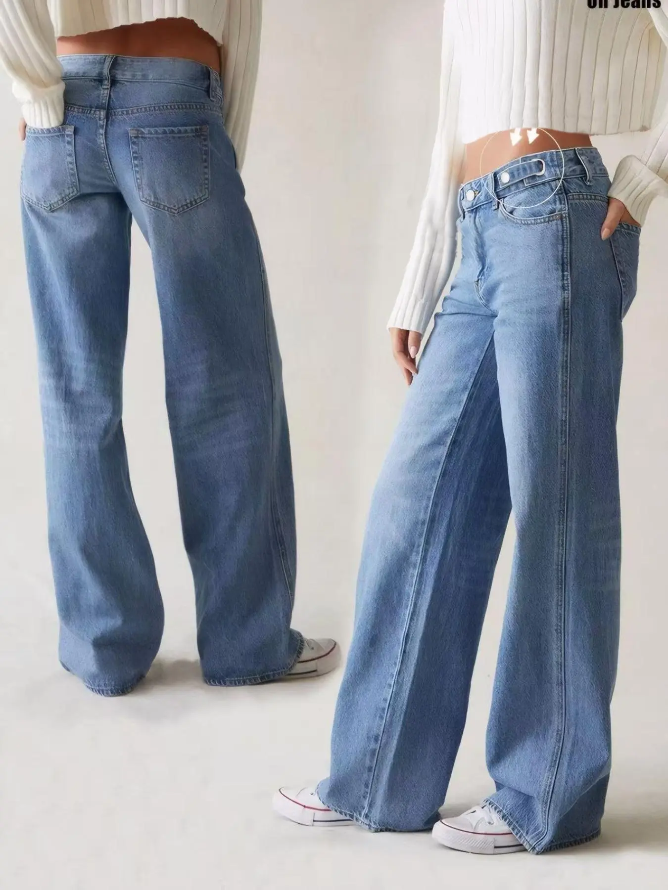 Women's Plain Button Fly Design Jeans with Pockets, Loose Denim Pants, Casual Pocket Design Denim Trousers Pants for Daily Wear Everyday, Ladies Bottoms for All Seasons, Basic Bottoms, Womenswear, Streetwear