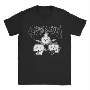 Men's Heavy Metal Chiikawa Rabbit Eight Burning T-shirt Meme Cotton Clothes Casual Short Sleeve Round NeckT-shirt PrintedT-shirt,Unisex Gifts, Gift For Him, Gift For Her, BirthdayGift