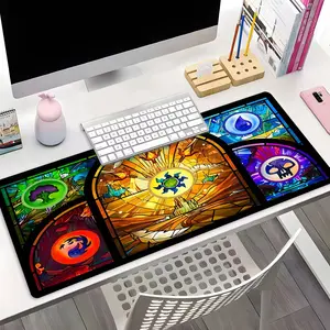 XXL Extended Gaming Mouse Pad, Stained Glass Magic Fantasy TCG Design, Vibrant Gamer Aesthetic Desk Decor, Non-Slip Rubber Desk Mat with Stitched Lock Edge, Washable Keyboard Pad for PC Gaming & Home Office, Perfect Gift for TCG & Fantasy Art Fans