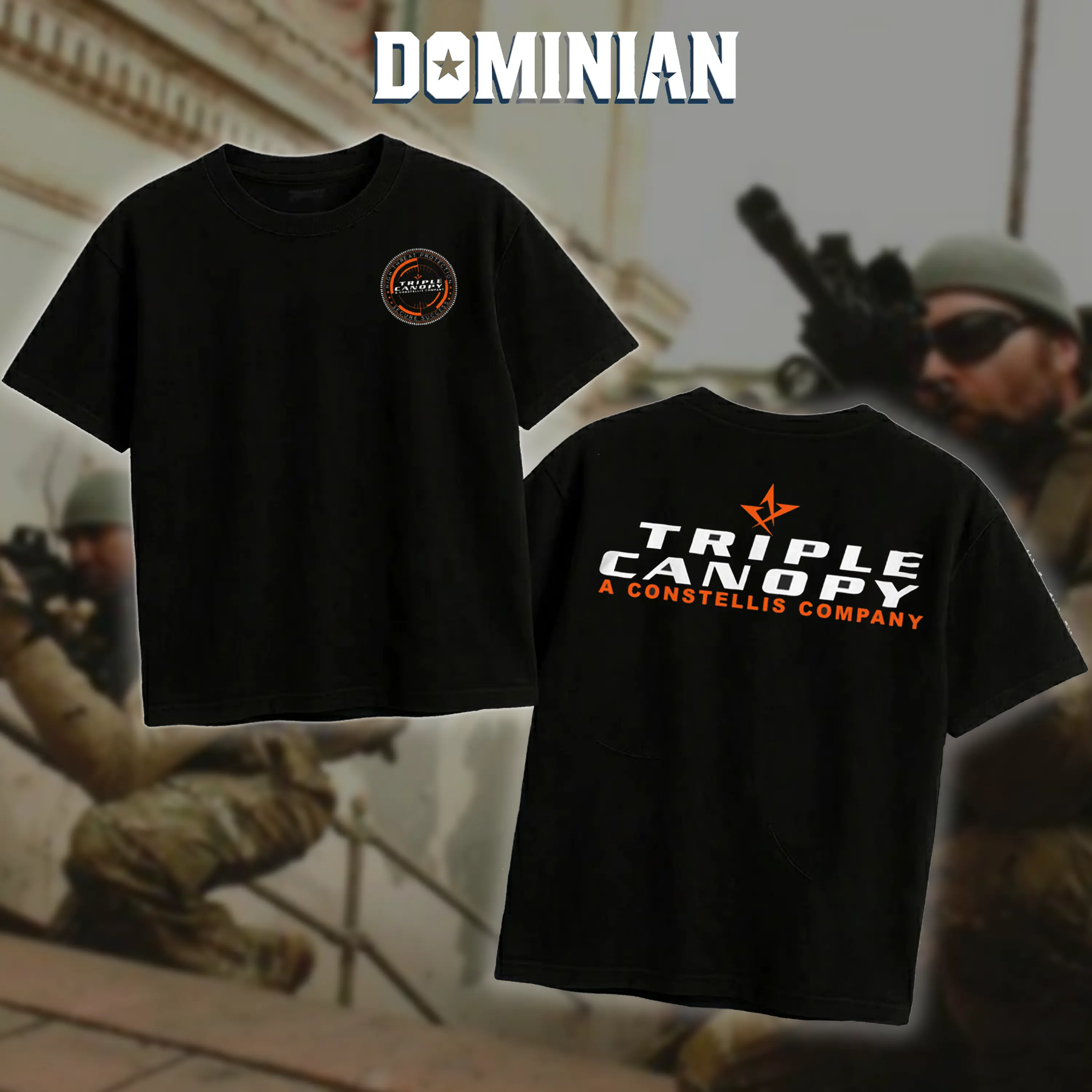 DOMINIAN Triple Canopy Global Security T Shirt/Hoodie Men's Retro Tactical Logo Graphic Tee Outdoor Sports Apparel Gift Men