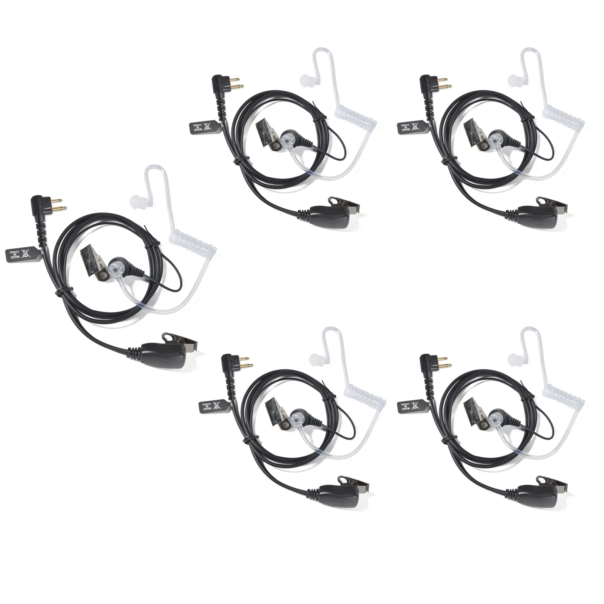 YNIBST 2 Pin Two Way Radio Earpiece with Swivel Boom Mic Clear PTT,  Acoustic Coil Tube Surveillance Walkie Talkie Headset Compatible with Motorola Walkie Talkie CLS1410 CLS1110 CP200 GP300 RDU4100 Radio for Police Security and Law Enforcement Use(5 Pcs)