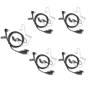 YNIBST 2 Pin Two Way Radio Earpiece with Swivel Boom Mic Clear PTT,  Acoustic Coil Tube Surveillance Walkie Talkie Headset Compatible with Motorola Walkie Talkie CLS1410 CLS1110 CP200 GP300 RDU4100 Radio for Police Security and Law Enforcement Use(5 Pcs)
