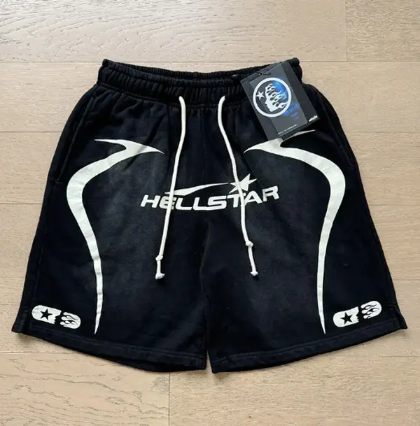 Hellstar Flame Graphic Shorts, Unisex Heavyweight Cotton Sweatshorts, Vintage Washed Casual Streetwear, Y2K Gothic Hip Hop Style, Loose Fit for Men & Women