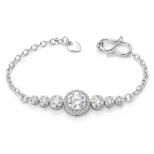 S-001PT-LuxeStone 1CT Center Halo Moissanite Tennis Bracelet - Durable Stainless Steel Fashion Jewelry Bracelet