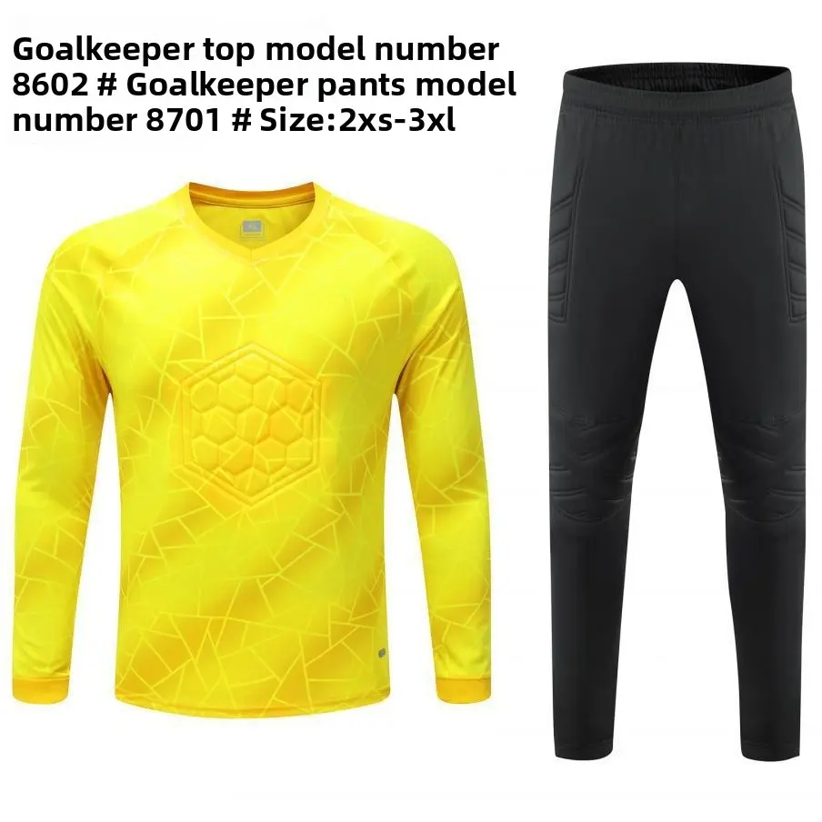Athletic Cut Goalkeeper Uniform Set for Kids & Adults, Unisex Fit Long Sleeve Jersey & Pants in 100% Polyester Mesh Fabric, Lightweight & Breathable for Training