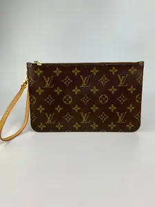 Pre-owned Louis Vuitton canvas and cowhide leather Clutches & Wristlets Neverfull Pouch GM