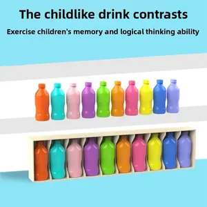 Bottle guessing game (1 set), parent-child interactive color recognition, memory training for collision, puzzle tabletop game, creative cognitive color toys, party game props