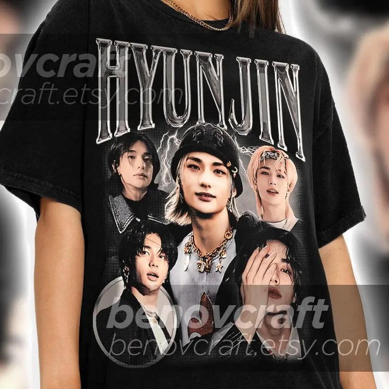 Hyunjin Retro 90s Bootleg T-shirt, KPOP T-shirt and Gift For Her or Him