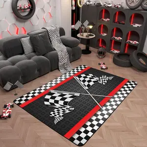 Feelyou Multi-Size Race Car Print Kids' Play Mat - Soft Flannel Racing-Themed Area Rugs, Rubber Backing, Vibrant Design, for Playroom, Bedroom, Boys' Birthday Gift