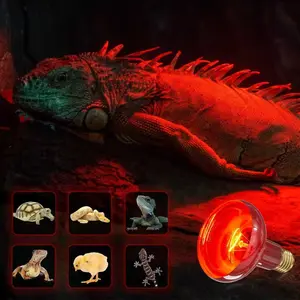 2 Pack Infrared Heat Lamp Bulbs, 100W Reptile Heat Emitter Infrared Basking Spot Light, Red Heat Lamp for Chickens Coop Reptile Pets Brooder Use