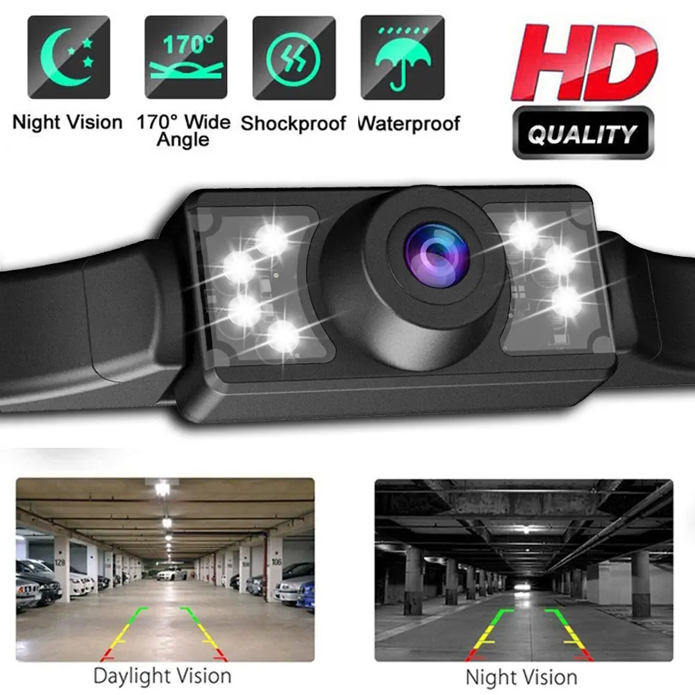 Car Backup Camera, License Plate Camera with 8 LED Lights Rear Camera, HD Night Vision Rear View Camera,Wide View Angle,Waterproof Reverse Vehicle Camera for Cars,SUV,Trucks