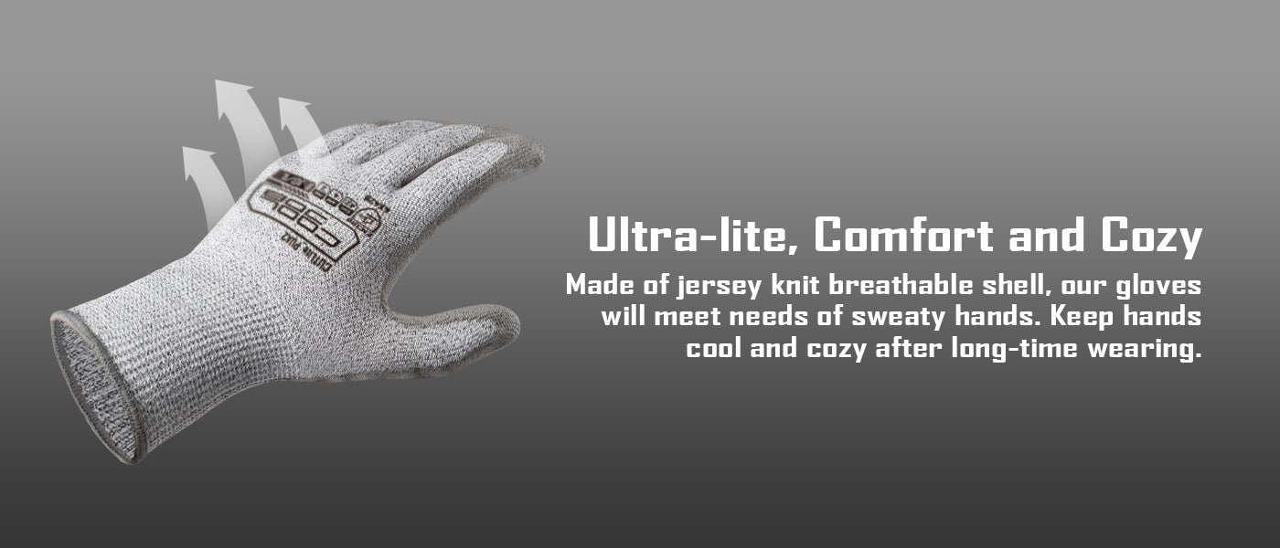 COOLJOB ANSI A2 Cut Resistant Work Gloves - PU Dipped Grip, 13 Gauge Breathable Safety Gloves for Mechanics, Construction & Carving (12/120 Pairs Bulk Pack)