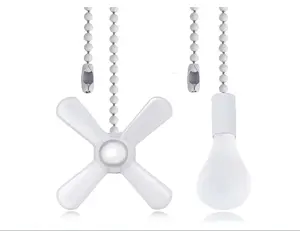 Ceiling Fan Pull Chain Extension Ornaments Chains with Decorative Light Bulb and Fan Cord 13.6 Inches Bronze Fan Pull Chain Set for Ceiling Light Lamp Fan Chain(Paint White)
