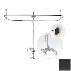 Side Deck Oil Rubbed Bronze Mount Clawfoot Tub Shower Enclosure with Gooseneck Faucet and Sunflower Shower Head
