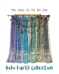 Sari Curtains 84"/96"L Boho Curtains BoHoEARTH Collection Light-Filtering, backdrop, Bed Canopy Tapestry Window Treatment For Living/Bedroom