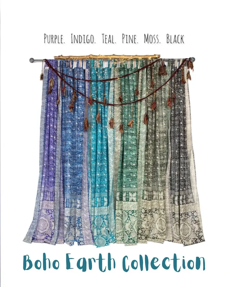 Sari Curtains 84"/96"L Boho Curtains BoHoEARTH Collection Light-Filtering, backdrop, Bed Canopy Tapestry Window Treatment For Living/Bedroom