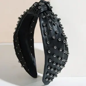 Leather Gunmetal Headband