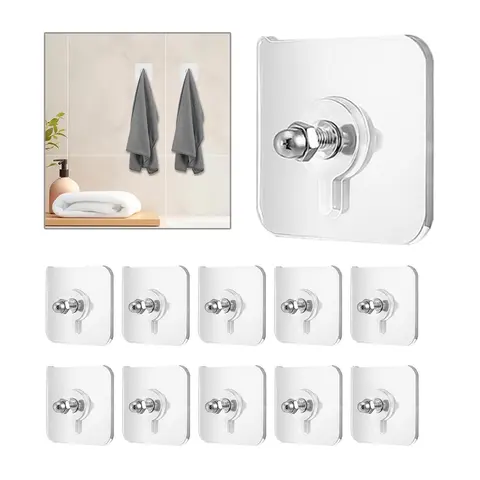 Adjustable Hanging Organiser Set with Stainless Steel Hooks - Adhesion Hooks & Rails, Damage-Free Mural Compatibility, No-Punch No-Nail Screw Caps, Easy Upgrade, Shelf-Mount Freedom, Modern Look for Home Organization