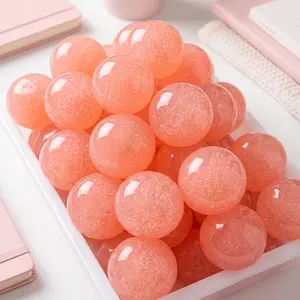 ASMR Peach Slushy Squishy Toy Translucent Pink Stress Relief Ball Jelly Mochi Squeeze Toy for Anxiety ADHD Cute Desk Fidget Gift
