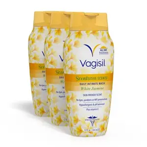 Vagisil Scentsitive Scents Feminine Intimate Wash, pH‑Balanced, Relaxing Vanilla Blush, 12 fl oz (3‑Pack)