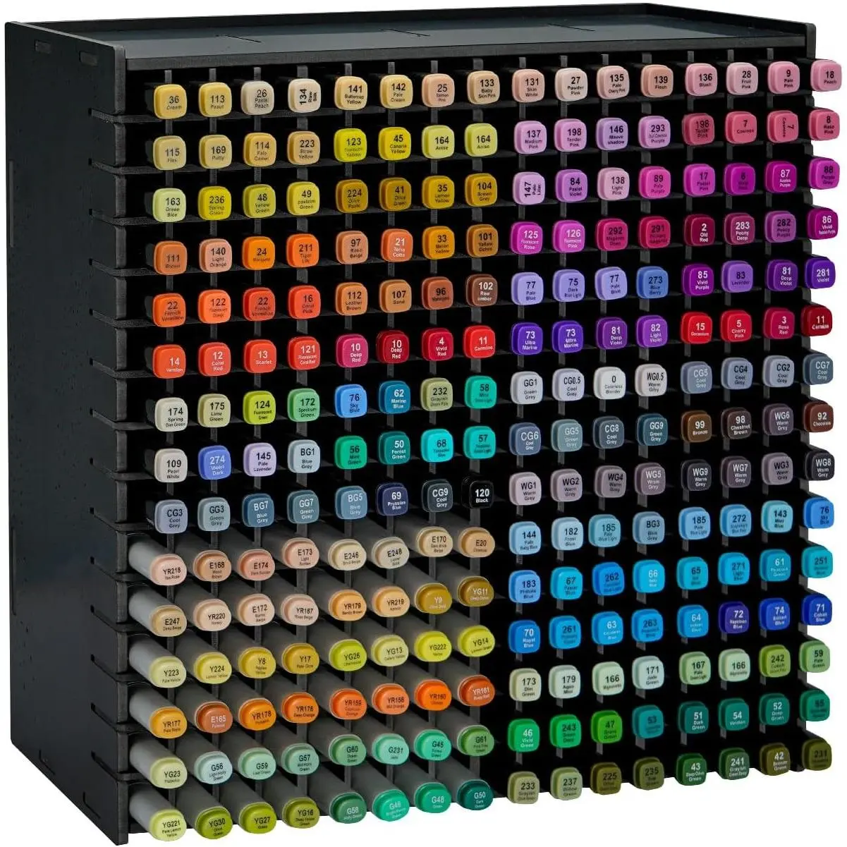 Marker Pen Organizer Holder for 240 Markers, Craft Art Supply Storage Rack, Desktop Art Marker Pens Colored Pencils Holder Storage Case for Home Classroom Office - Black
