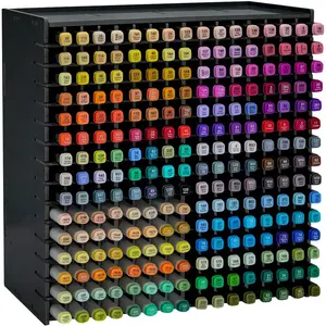 Marker Pen Organizer Holder for 240 Markers, Craft Art Supply Storage Rack, Desktop Art Marker Pens Colored Pencils Holder Storage Case for Home Classroom Office - Black