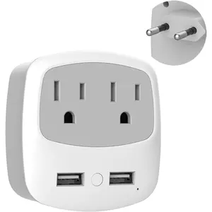 F-APT21  FEuropean Travel Plug Adapter Converter, International Power Plug Converter with 2 USB, Type C Outlet Adaptor Charger for US to Most of Europe EU Iceland Spain Italy France Germany