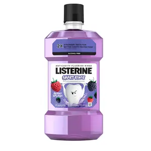 Listerine Smart Rinse Kids Alcohol-Free Anticavity Fluoride Mouthwash for Cavity Protection, Berry Splash Flavor, 500 mL Oral Daily