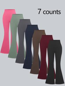 women's solid high waist flare leg sports leggings, casual comfy breathable bell bottom trousers for yoga gym workout running, ladies sportswear for all seasons, activewear, workout clothes women