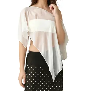 Sheer Mesh Poncho for Maternity Women Lightweight See Through Summer Shawl Tops Irregular Coverup Shrug For Swim, Vocation, Dailywear