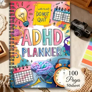 1 Adult and Women's ADHD Planner Notebook - Effectiveness Organizer with Calendar and To-Do List - Spiral Notebook with Color-Coded Pages for Daily Tasks and Focus Tools - Neurodiverse Office Planner, Study Notebook, Daily Planner, College Planner