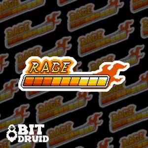 Rage Bar Pixel Sticker | 4 Inch Waterproof Sticker | Retro Gaming Sticker, Retro Game, 8-Bit Art | Gift for Gamers, Nostalgia, Life Bar