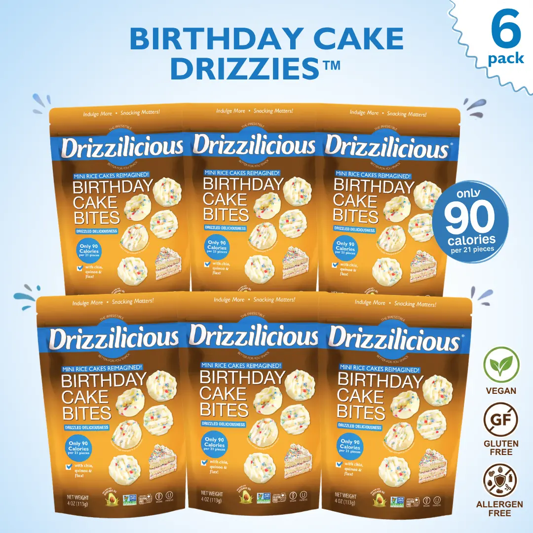 6 Pack - Drizzilicious Birthday Cake Mini Rice Cakes 4 oz