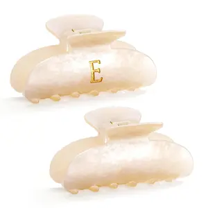 2 count  Claw Clips for Women Glitter Letter Hair Clips Non-slip Initial Hair Claw Clip for Thick Thin Hair Stylish "E" Girls Cute Hair Clips Elegant Hair Accessory Large Hair Clip